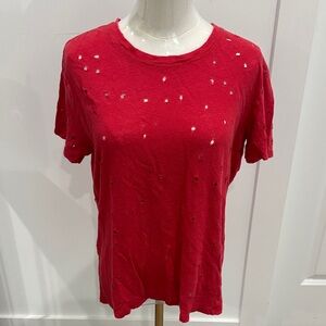 IRO Red Distressed Short Sleeve Tee